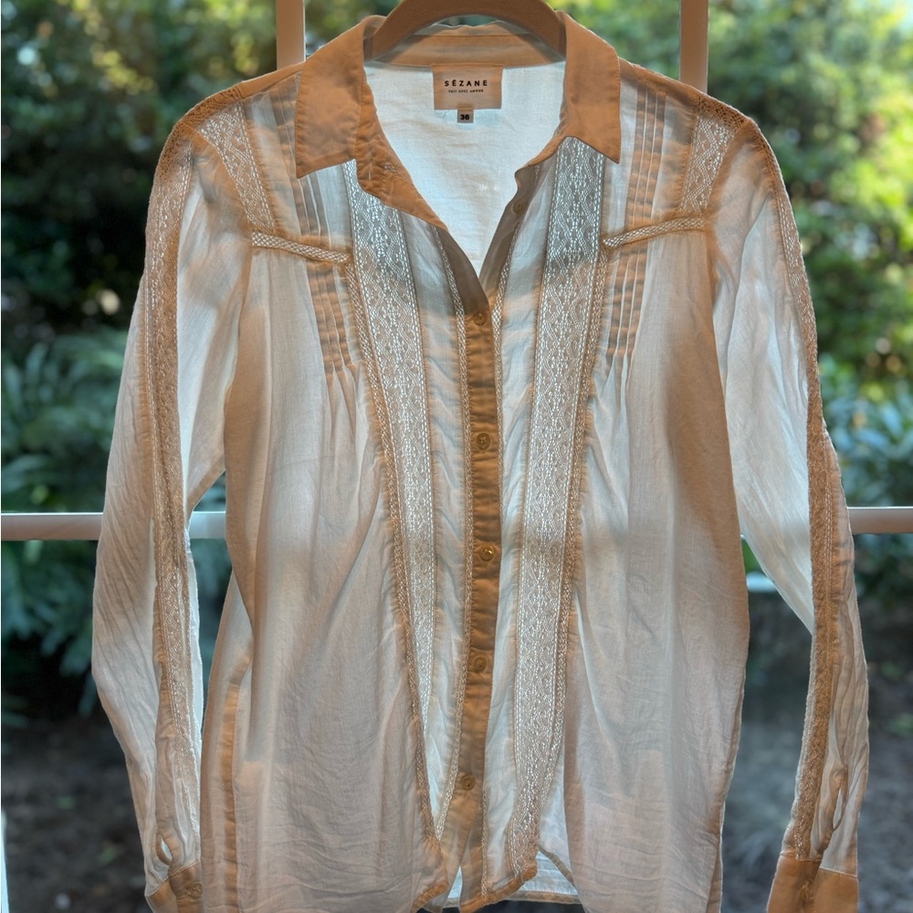 Sezane Lace Detail Blouse